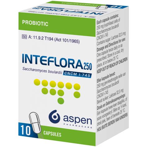 Inteflora 250 Probiotic Antidiarrhoeal Capsules .